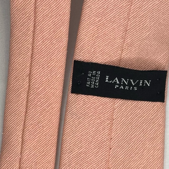 Lanvin Paris Solid Light Salmon Pink Hefty Coarse Woven 100% Silk Vintage Tie - Picture 2 of 3